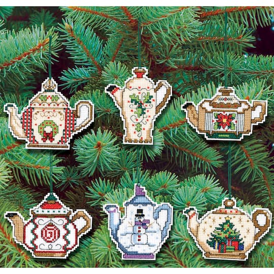 Janlynn&#xAE; Christmas Teapot Ornaments Counted Cross Stitch Kit